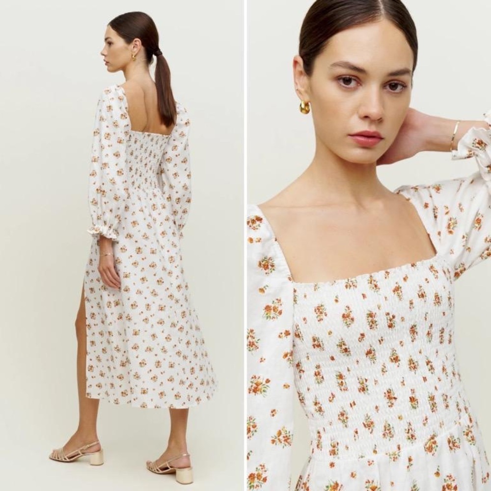 Reformation Gitane Linen Smock Floral Dress - Size Small
